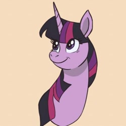 Size: 400x400 | Tagged: safe, artist:mayugraffiti, imported from derpibooru, twilight sparkle, pony, unicorn, female, simple background, smiling