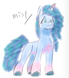 Size: 1494x1700 | Tagged: safe, artist:mayugraffiti, imported from derpibooru, pony, unicorn, female, g5, misty brightdawn, simple background, sketch, solo, white background