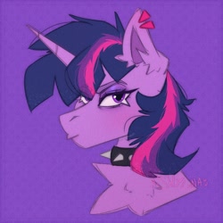 Size: 1900x1900 | Tagged: safe, artist:shylunaart, imported from derpibooru, twilight sparkle, pony, unicorn, choker, collar, female, piercing, solo, spiked choker