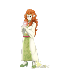 Size: 2021x2397 | Tagged: safe, artist:lordshrekzilla20, imported from derpibooru, autumn blaze, human, clothes, elf ears, female, high res, humanized, robe, simple background, smiling, solo, transparent background, vaguely asian robe