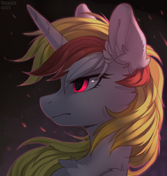 Size: 1500x1577 | Tagged: safe, artist:trickate, imported from derpibooru, oc, oc only, oc:vida emotionate, pony, unicorn, ear cleavage, ear fluff, female, looking forward, mare, solo