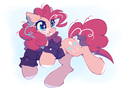 Size: 2100x1600 | Tagged: safe, artist:mirtash, imported from derpibooru, pinkie pie, earth pony, pony, clothes, female, glasses, mare, shirt, smiling, solo