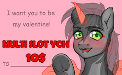 Size: 1435x886 | Tagged: safe, artist:tigra0118, imported from derpibooru, pony, any gender, any species, commission, holiday, looking at you, solo, valentine's day, your character here