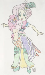 Size: 846x1400 | Tagged: safe, artist:bageloftime, imported from derpibooru, fluttershy, pinkie pie, human, equestria girls, clothes, dress, female, flutterpie, gala dress, holiday, humanized, lesbian, long dress, long skirt, shipping, skirt, traditional art, valentine, valentine's day