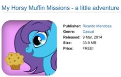 Size: 392x249 | Tagged: safe, artist:ricardo mendoza, imported from derpibooru, pony, app, bootleg, food, muffin, wat