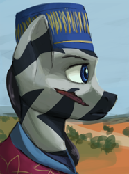 Size: 1280x1724 | Tagged: safe, artist:monx94, imported from derpibooru, oc, zebra, equestria at war mod, bust, portrait, solo, sternocleidomastoid