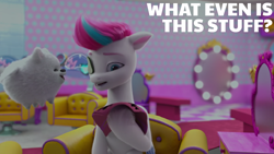 Size: 1920x1080 | Tagged: safe, edit, edited screencap, editor:quoterific, imported from derpibooru, screencap, zipp storm, dog, pegasus, pomeranian, pony, spoiler:my little pony: make your mark, spoiler:my little pony: make your mark chapter 2, spoiler:myms01e03, cloudpuff, flying pomeranian, g5, my little pony: make your mark, my little pony: make your mark chapter 2, portrait of a princess, winged dog