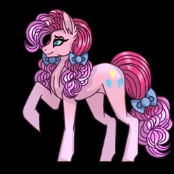 Size: 1280x1280 | Tagged: safe, artist:meyreak123, imported from derpibooru, pinkie pie, earth pony, pony, black background, female, raised hoof, simple background, solo