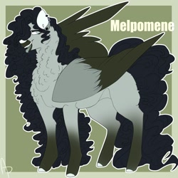 Size: 2000x2000 | Tagged: safe, artist:inisealga, imported from derpibooru, oc, oc only, oc:melpomene, pegasus, pony, abstract background, chest fluff, coat markings, female, fluffy, mare, markings, neck fluff, pegasus oc, simple background, socks (coat markings), wings