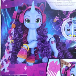 Size: 851x851 | Tagged: safe, imported from derpibooru, butterfly, pony, unicorn, spoiler:g5, clothes, cornrows, facial markings, female, freckles, g5, headphones, leg warmers, looking at you, mare, misty brightdawn, my little pony: make your mark, pattern, smiling, smiling at you, toy