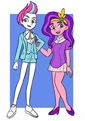 Size: 2162x3070 | Tagged: safe, artist:uotsda, imported from derpibooru, pipp petals, zipp storm, human, equestria girls, crown, duo, duo female, equestria girls-ified, eyebrows, female, g5, g5 to equestria girls, generation leap, hand on hip, high res, human pipp petals, jewelry, looking at you, open mouth, open smile, regalia, skinny pipp, smiling, smiling at you