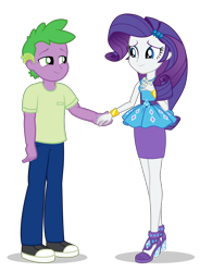 Size: 3172x4320 | Tagged: safe, artist:georgegarza01, imported from derpibooru, rarity, spike, human, equestria girls, duo, female, holding hands, human spike, humanized, male, rarity peplum dress, shipping, simple background, sparity, straight, transparent background, vector