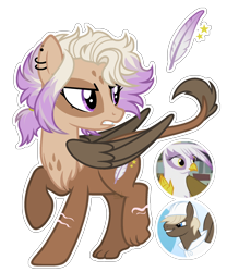Size: 1600x1921 | Tagged: safe, artist:xxcheerupxxx, imported from derpibooru, dumbbell, gilda, oc, oc only, hippogriff, hybrid, pony, interspecies offspring, offspring, parent:dumbbell, parent:gilda, parents:gildabell, simple background, transparent background