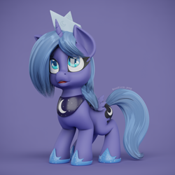 Size: 2048x2048 | Tagged: safe, artist:bonfirepng, imported from derpibooru, princess luna, alicorn, pony, 3d, blender, cute, female, filly, foal, jewelry, lunabetes, regalia, s1 luna, solo, woona, younger