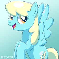 Size: 1000x1000 | Tagged: safe, artist:fruiitypieq, artist:shycookieq, imported from derpibooru, sassaflash, pegasus, pony, female, gradient background, solo