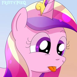 Size: 1000x1000 | Tagged: safe, artist:fruiitypieq, artist:shycookieq, imported from derpibooru, princess cadance, alicorn, pony, crown, female, jewelry, regalia, solo, tongue out
