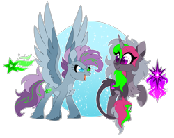 Size: 5489x4366 | Tagged: safe, artist:crazysketch101, imported from derpibooru, oc, oc only, oc:nebula, oc:nova spark, pegasus, pony, unicorn, base used, circle background, duo, female, horn, pegasus oc, siblings, simple background, sisters, transparent background, unicorn oc, unshorn fetlocks