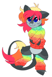 Size: 3440x5064 | Tagged: safe, artist:crazysketch101, imported from derpibooru, oc, oc only, oc:crazy looncrest, pony, clothes, leg warmers, leonine tail, simple background, solo, sweater, tail, transparent background