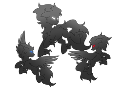 Size: 8000x6000 | Tagged: safe, artist:crazysketch101, imported from derpibooru, oc, oc:void, pegasus, pony, butt, glowing, glowing eyes, plot, simple background, transparent background, trio