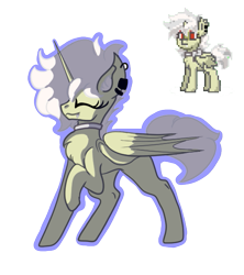 Size: 523x590 | Tagged: safe, artist:brybrychan, imported from derpibooru, alicorn, bat pony, bat pony alicorn, pony, pony town, bat wings, choker, clothes, concave belly, duo, ear piercing, earring, eyes closed, horn, jewelry, piercing, raised hoof, simple background, transparent background, wings