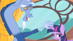 Size: 1000x562 | Tagged: safe, edit, edited screencap, imported from derpibooru, screencap, discord, twilight sparkle, alicorn, draconequus, pony, three's a crowd, animated, g4, gif, golden oaks library, horn, hornjob, out of context, twilight sparkle (alicorn), window