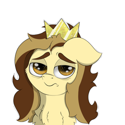 Size: 4200x4200 | Tagged: safe, artist:engi, imported from derpibooru, oc, oc only, oc:prince whateverer, pegasus, pony, chest fluff, crown, digital art, eyebrows, floppy ears, jewelry, looking at you, pegasus oc, regalia, sad, simple background, solo, transparent background