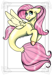 Size: 4176x6000 | Tagged: safe, artist:daynaskully, imported from derpibooru, fluttershy, pegasus, pony, seapony (g4), cute, digital art, dorsal fin, female, fin wings, fins, fish tail, flowing mane, flowing tail, green eyes, high res, mare, mermay, pink mane, pink tail, seaponified, seapony fluttershy, signature, simple background, smiling, solo, species swap, speedpaint, tail, white background, wings