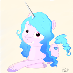 Size: 4000x4000 | Tagged: safe, artist:porcellus, imported from derpibooru, izzy moonbow, pony, unicorn, crossed arms, eyes open, g5, happy, horn, looking at you, my little pony: a new generation, smiling, smiling at you, solo