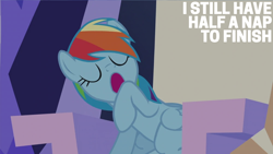 Size: 2000x1125 | Tagged: safe, edit, edited screencap, editor:quoterific, imported from derpibooru, screencap, rainbow dash, pony, the lost treasure of griffonstone, solo, yawn