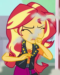 Size: 477x590 | Tagged: safe, imported from derpibooru, screencap, sunset shimmer, human, driving miss shimmer, equestria girls, equestria girls series, cropped, solo
