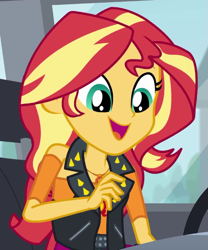 Size: 545x654 | Tagged: safe, imported from derpibooru, screencap, sunset shimmer, human, driving miss shimmer, equestria girls, equestria girls series, cropped, solo