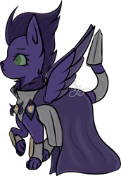 Size: 2511x3641 | Tagged: safe, artist:thecommandermiky, imported from derpibooru, oc, oc only, oc:miky command, cheetah, hybrid, pegasus, pony, armor, cape, clothes, female, green eyes, knight, mare, paws, pegasus oc, pony oc, purple hair, simple background, solo, spread wings, transparent background, wings