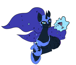 Size: 2376x2053 | Tagged: safe, artist:ponny, imported from derpibooru, nightmare moon, alicorn, colored, drinking, glass, magic, simple background, solo, telekinesis, white background, wine glass