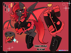 Size: 2400x1800 | Tagged: safe, artist:reallycoykoifish, imported from derpibooru, oc, oc:thanatophobiadrealand, bat, bat pony, bat pony oc, character to character, commission, fangs, gold tooth