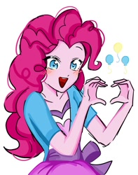 Size: 600x760 | Tagged: safe, artist:rainn__1026, imported from derpibooru, pinkie pie, human, equestria girls, clothes, heart, heart hands, simple background, smiling, solo, white background