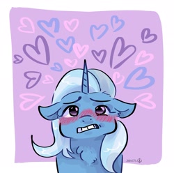 Size: 2048x2033 | Tagged: safe, artist:dmitrymemovznok, imported from derpibooru, trixie, pony, unicorn, blushing, heart, solo