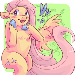 Size: 2048x2033 | Tagged: safe, artist:dmitrymemovznok, imported from derpibooru, fluttershy, pegasus, pony, :p, blushing, heart, solo, tongue out