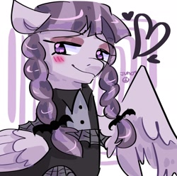 Size: 2048x2033 | Tagged: safe, artist:dmitrymemovznok, imported from derpibooru, inky rose, pegasus, pony, clothes, goth, heart, smiling, solo
