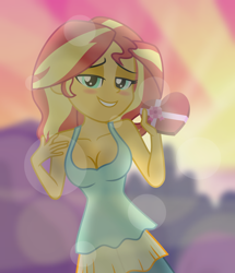 Size: 4944x5760 | Tagged: safe, artist:emeraldblast63, imported from derpibooru, sunset shimmer, human, equestria girls, breasts, busty sunset shimmer, cleavage, female, holiday, show accurate, show accurate porn, solo, valentine, valentine's day