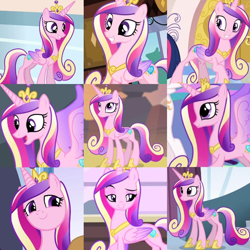 Size: 720x720 | Tagged: safe, artist:megalobronia, edit, imported from derpibooru, screencap, princess cadance, alicorn, pony, a canterlot wedding, equestria games (episode), equestria girls, equestria girls (movie), games ponies play, princess spike (episode), the crystalling, three's a crowd, collage, colored wings, concave belly, crown, gradient wings, hoof shoes, jewelry, peytral, regalia, slim, standing, thin, wings