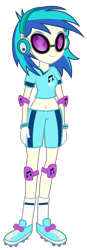 Size: 979x2812 | Tagged: safe, artist:rj-streak, imported from derpibooru, dj pon-3, vinyl scratch, human, equestria girls, clothes, elbow pads, headphones, knee pads, mario strikers, midriff, simple background, soccer shoes, socks, solo, sunglasses, super mario strikers, transparent background, vector