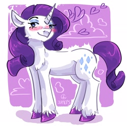 Size: 2048x2033 | Tagged: safe, artist:dmitrymemovznok, imported from derpibooru, rarity, pony, unicorn, blushing, heart, smiling, smirk, solo