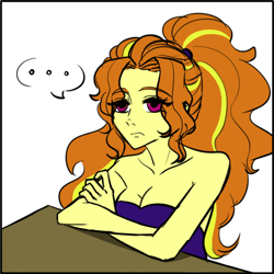 Size: 856x856 | Tagged: safe, artist:daazzlin, edit, imported from derpibooru, adagio dazzle, human, equestria girls, bare shoulders, breasts, cleavage, cropped, explicit source, female, simple background, sleeveless, solo, strapless, white background