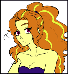 Size: 895x987 | Tagged: safe, artist:daazzlin, edit, imported from derpibooru, adagio dazzle, human, equestria girls, bare shoulders, breasts, cleavage, cropped, explicit source, female, simple background, sleeveless, solo, strapless, white background