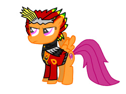 Size: 577x433 | Tagged: safe, imported from twibooru, scootaloo, bird, pegasus, pony, crusaders of the lost mark, ankh, clothes, costume, female, image, kamen rider ooo, mare, needs more jpeg, superhero