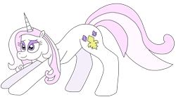 Size: 3016x1668 | Tagged: safe, artist:supahdonarudo, imported from derpibooru, fleur-de-lis, pony, unicorn, female, lidded eyes, mare, simple background, smiling, solo, stretching, transparent background