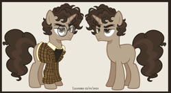 Size: 8144x4416 | Tagged: safe, artist:mysthooves, imported from derpibooru, oc, oc only, pony, unicorn, 2021, clothes, frown, horn, lidded eyes, male, shirt, solo, stallion, tail, unamused