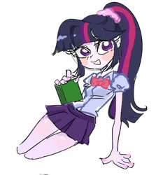 Size: 460x494 | Tagged: safe, artist:rbap, imported from derpibooru, twilight sparkle, human, equestria girls, clothes, simple background, smiling, solo, white background