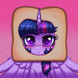 Size: 4000x4000 | Tagged: safe, artist:confetticakez, imported from derpibooru, twilight sparkle, alicorn, pony, :<, behaving like a cat, blushing, bread, bread head, cat breading, cute, female, food, mare, solo, spread wings, twiabetes, twilight sparkle (alicorn), twilight sparkle is not amused, unamused, wings
