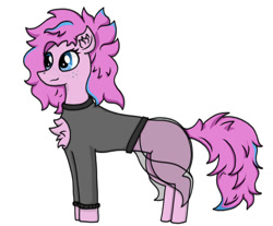 Size: 1002x828 | Tagged: safe, artist:nismorose, imported from derpibooru, oc, oc only, oc:materlia harvest, earth pony, chest fluff, clothes, ear fluff, earth pony oc, eyelashes, female, freckles, mare, messy mane, messy tail, see-through, simple background, solo, tail, two toned mane, two toned tail, white background, youtube link, youtuber